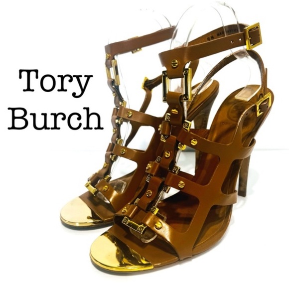 Tory Burch Light Brown Strappy Heels - Picture 1 of 14